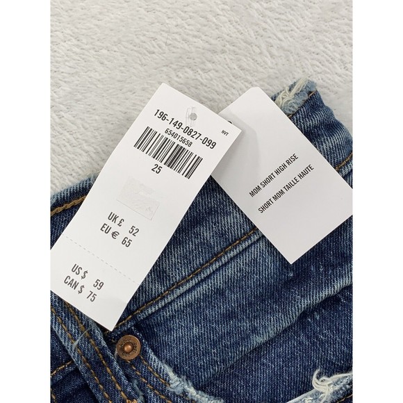 NWT Abercrombie & Fitch Shorts Womens 25, 0 High Rise Mom Short Distressed - Picture 6 of 9